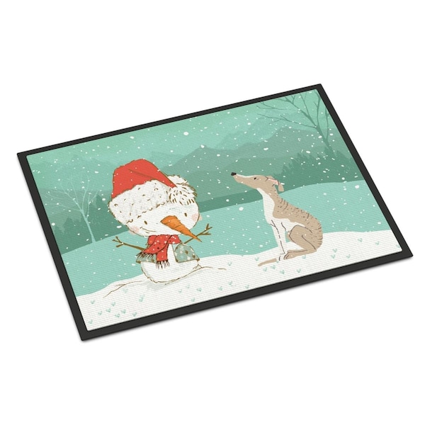 Carolines Treasures 24 x 36 in. Whippet Snowman Christmas Indoor or Outdoor Mat CK2079JMAT - main